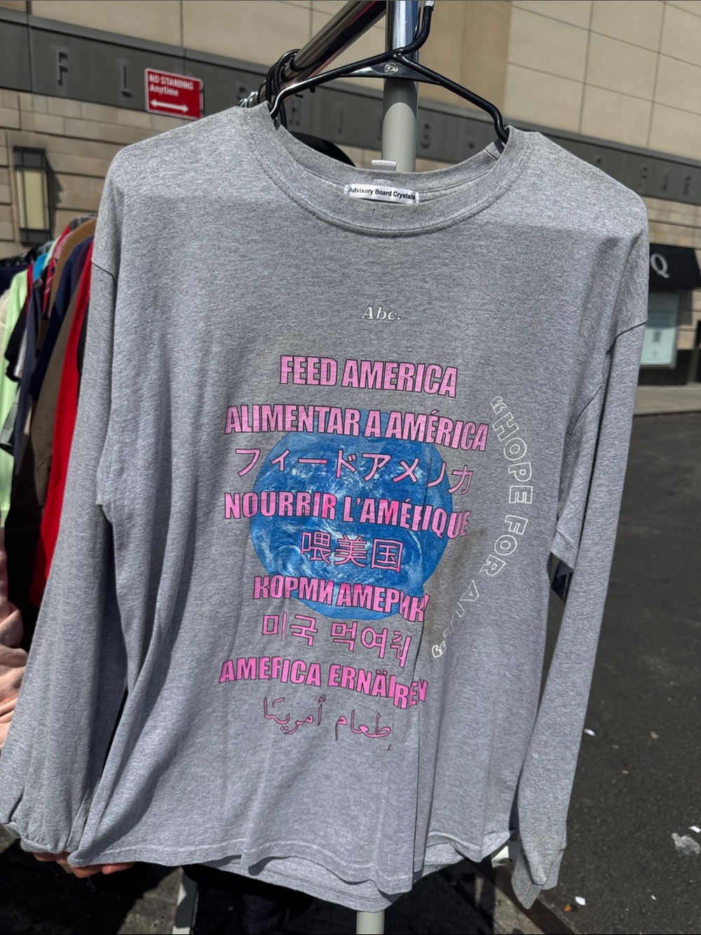 Advisory Board Crystal Feed America Long-Sleeve Graphic Tee - Gray & Pink